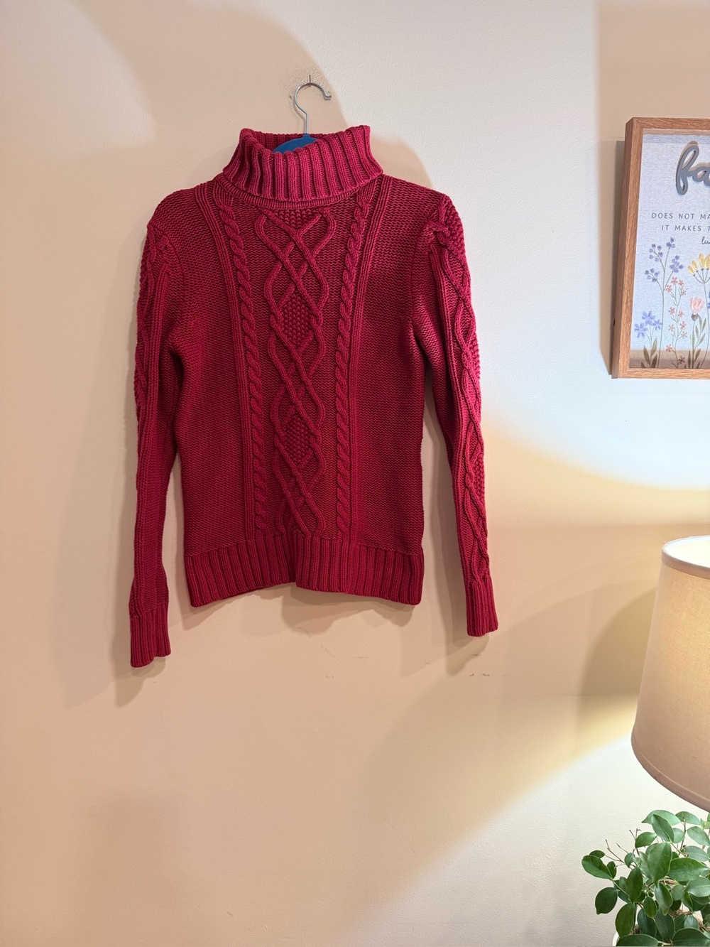 Eddie Bauer Cable-Knit Turtleneck Sweater - Red